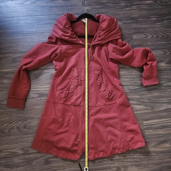 Prairie Underground Women's Long Cloak Hoodie Coatigan Size L Red - Picture 4 of 8